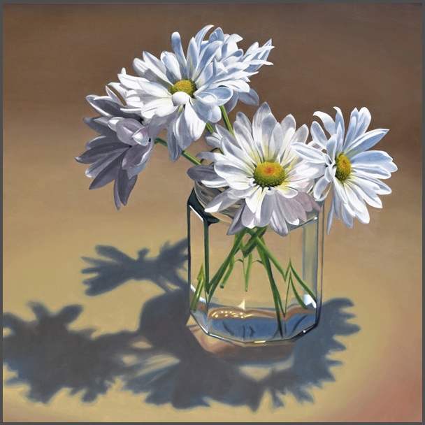 White Daisies in Glass Jar